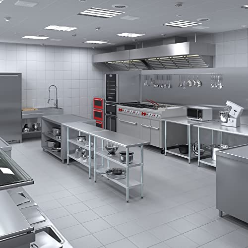 Stainless Steel Work Table with 2 Shelves | Metal Utility Table | Commercial & Residential NSF Utility (Stainless Steel Table with 2 Shelves, 48" Long x 18" Deep) - size: 48" Long x 18" Deep