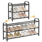 ENJOYBASICS 3 Tier Expandable Shoe Rack for Closet, Free Standing Metal Shoe Shelf Storage Organizer Holder 12 Pairs, Adjustable Width Shoe Rack for Entryway Small Space, Black - size: 3 Tier (6-12 Pairs)