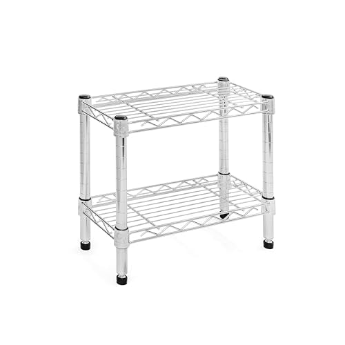 Shelving Inc. 8" d x 18" w Chrome Wire Shelving with 2 Tier Shelves, Weight Capacity 800lbs Per Shelf - size: 8" d x 18" w x 14" h