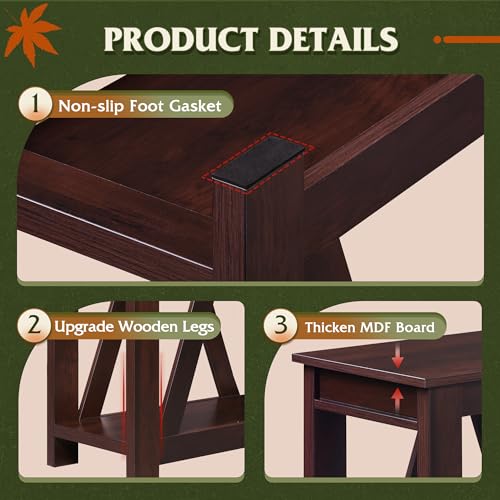 WLIVE Narrow End Table with Charging Station of Open Storage Shelf，Sofa Side Table with 2 USB Ports and 2 Power Outlets，Slim Farmhouse End Table for Small Spaces, 11.8" D x 23.6" W x 23.74" H - color: Espresso