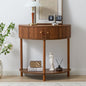 XUZENEST Fluted Half Moon Console Table, Modern Small Entry Sofa Table with Storage, Solid Wood Legs Narrow Entryway Table for Living Room, Hallway, Foyer(Walnut) - color: 31.5 Walnut