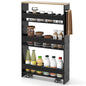 COSTWAY Slim Rolling Storage Cart, 4-Tier Rolling Utility Cart, Wood Kitchen Storage Cart with Handle & Wheels, Narrow Rolling Shelving Unit for Kitchen Bathroom Laundry Small Places (Dark) - color: Dark