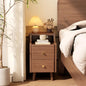 Narrow Nightstand with 2 Drawers,Walnut Nightstand,Bedside Table,Solid Wood Modern Bedside Table for Bedroom,Study,Toilet - color: Walnut, size: 15.75"D x 11.81"W x 22.32"H(2 Drawers)