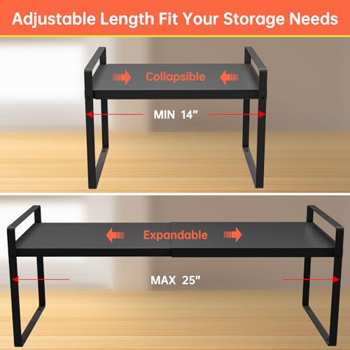 Expandable Cabinet Shelf Organizer Rack，Kitchen Cabinet Shelves 11 Inch Deep，Adjustable Storage Shelves，Pantry Shelf(1 Pack) - color: 11" Wide ( 1 Pack)