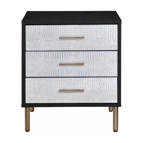 HomeStock Classic Black Nightstand - Modern Metal Accent Bedside Table with Drawer