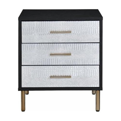 HomeStock Classic Black Nightstand - Modern Metal Accent Bedside Table with Drawer