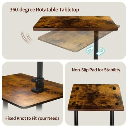 Swivel Side Table Adjustable Height, 3-Tier End Table 360°Rotatable Tray | Space Saving Nightstand with Storage Shelf for Small Spaces, Living Room, Bedroom - size: 1pcs