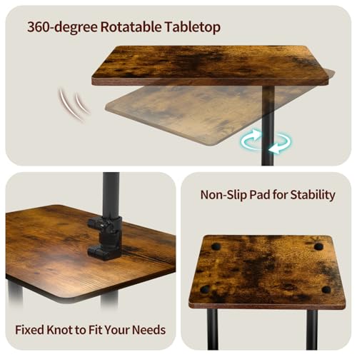 2-Pack Swivel Side Table Adjustable Height with 360°Rotatable Tray | 3-Tier End Table Space Saving Nightstand with Storage Shelf for Small Spaces, Living Room, Bedroom - size: 2pcs