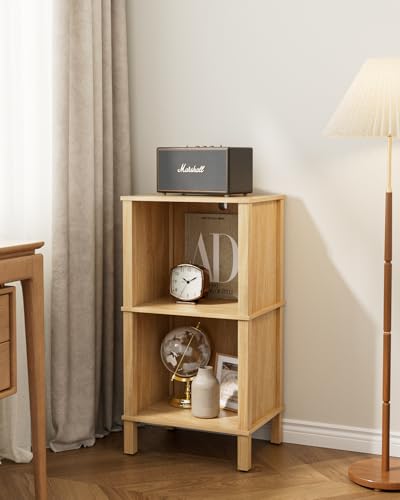 Bookshelf, Modern 2-Tier Bookcase, Open Storage Book Shelf, 11 × 14.2 × 27.4 Inches, Small Narrow Bookshelves for Living Room, Home Office, Bedroom, Natural - color: Natural, size: 2-Tier