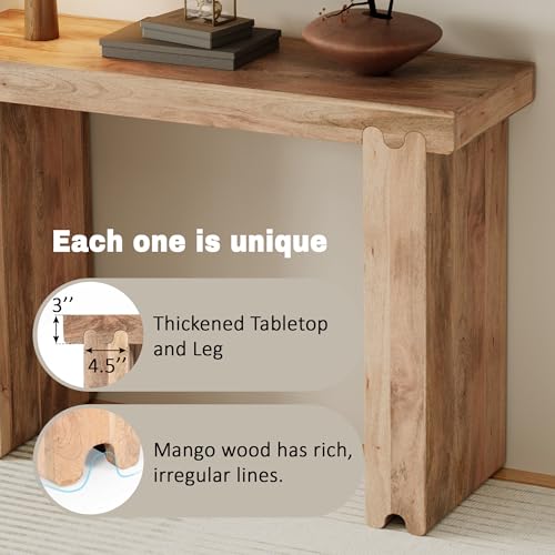 Merax Farmhouse Mango Wood Entryway Table, Minimalist Narrow Console Tables for Hallway, Living Room, Foyer, Easy Assemble, Natural - color: Natural