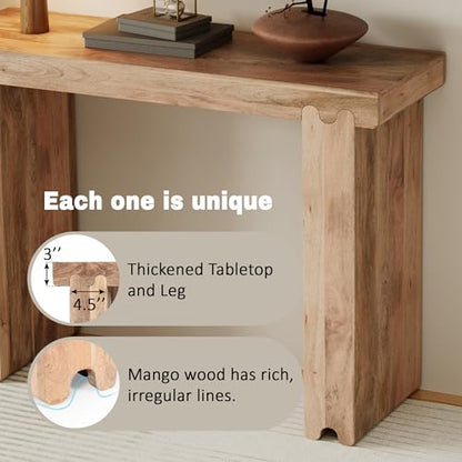 Merax Farmhouse Mango Wood Entryway Table, Minimalist Narrow Console Tables for Hallway, Living Room, Foyer, Easy Assemble, Natural - color: Natural