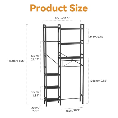 1 Set Over The Toilet Storage, 3-Tier Bathroom Laundry Storage Rack Space-Saving Organizer Household Supplies (Black-M) - color: Black-m