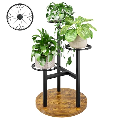 Metal Black Plant Stand Indoor Outdoor,3 Tier Tall Flower Pot Holder Potted Display Rack Shelf, Heavy Duty Plant Shelf for Patio Garden Balcony Living Room Bedroom - BlackS - color: BlackS, size: 3-tiers
