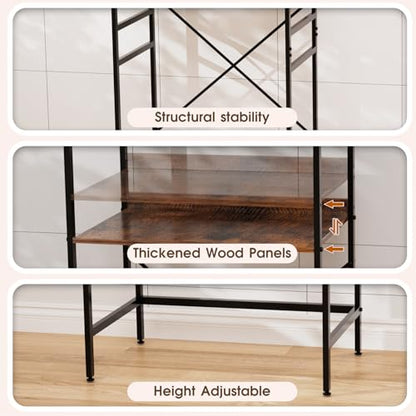 Mini Fridge Shelf Mini Fridge and Microwave Stand Over Mini Fridge Storage Rack Height Adjustable Microwave and Fridge Stand Suitable for Dorm, Kitchens, Offices, Brown - color: Brown