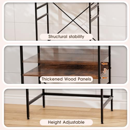Mini Fridge Shelf Mini Fridge and Microwave Stand Over Mini Fridge Storage Rack Height Adjustable Microwave and Fridge Stand Suitable for Dorm, Kitchens, Offices, Brown - color: Brown