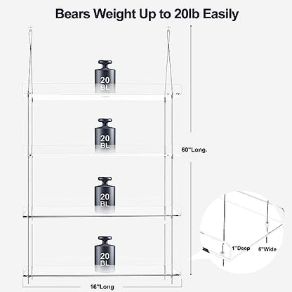 2-Pack Hanging Clear Plant Shelves for Windows, 16 Inch per Tier | Acrylic Window Wall Plant Stand Shelf for Kitchen Indoor Gardens, Flower, Herb, Seedling Organization, and Pots Display. - size: 2 Pack-4 Tier