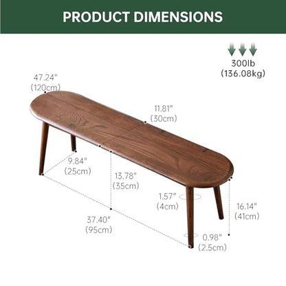 39’’-55’’ 100% Oak Extendable Dining Table and Bench Set, Solid Wood Folding Kitchen Table, Mid Century Modern Dinner Table for Kitchen, Apartment, Living Room (39''-55'' + 1 Bench) - color: Walnut, size: 39''-55''+1 Bench