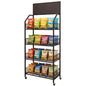 4 Tier Supermaket Snack Rack Display Stand, Retail Display Shelves with Hooks & Wheels, Metal Snack Shelf for Store Home Kitchen, Black Chip Rack Display Stand (4 Tier（60cm）) - size: 4 Tier（23.6inch）