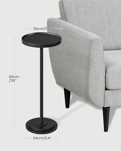 CHOEZON Small Round Side Table, Drink Table for Small Spaces, Pedestal Martini Side Table, Thickened Base, for Living Room, Bedroom, Office, Black TBZ30BB - color: Black