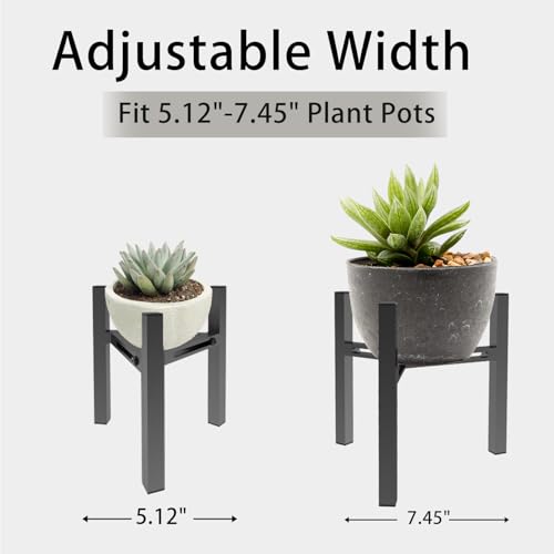 Adjustable Desktop Plant Stand, Metal Plant Shelf Fits 5.1-7.45" Pots for Succulents, Bonsai & Office (Without Pots) - color: Black