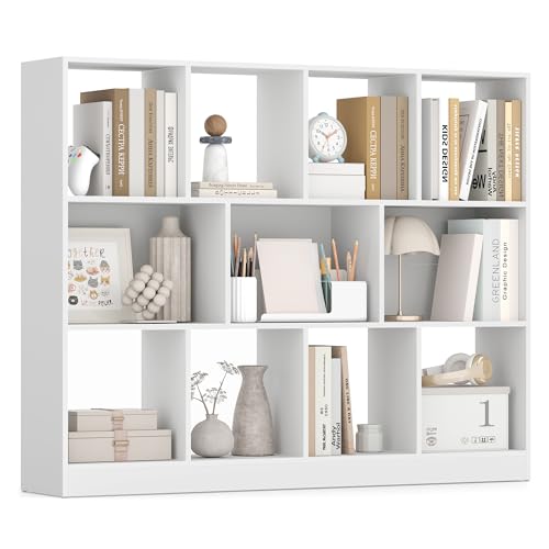 VASAGLE Bookcase Open Storage Shelf, 9.4 x 49.6 x 39.4 Inches | Bookshelf 3-tier book shelf, Cloud White, CUSTOS Collection, ULBC454W01 - color: Cloud White, size: 11 Cubes (9.4"D x 39.4"H), style: 1 Pack