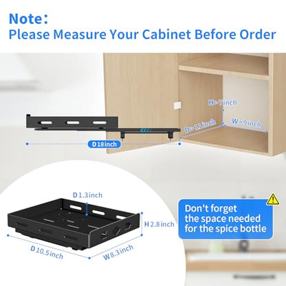 BOIVSHI Pull Out Spice Rack, Heavy Duty Spice Rack Organizer, 1 Tier Spice Organization for Cabinet, Vertical Spice Rack for Kitchen, Cabinet, Pantry (8.4''Wx10.5''Dx2.8''H, Metal Black) - size: 8.4''Wx10.5''Dx2.8''H,1 Tier