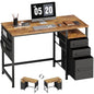 Ｍａｉｈａｉｌ Maihail Small Desk with Drawers, 40 inch Computer Desk with Shelves, Writing Desk with Storage, Small Office Desk with Metal Frame, Rustic Brown - color: Rustic Brown+black, size: 40 inch