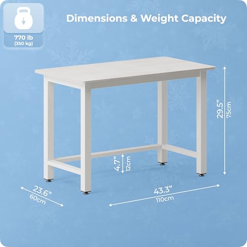 43'' Home Office Desk Modern Computer Desk 43.3X 23.6x29.5 inches PC Table with Thicken Frame Industrial Style Sturdy Metal Frame Furniture for Writing Gaming Grey Oak+White - color: Grey Oak, size: 43