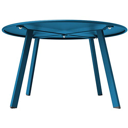 Grand patio 28-inch Round Steel Coffee Table, Outdoor Patio Side Table, Great for Backyard Patio Deck, Peacock Blue - color: Peacock Blue, style: 1 PC