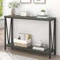 EXCEFUR Entryway Table, Rustic Wood Sofa Console Table with Storage, Modern Hallway Table for Living Room, Grey - color: Grey