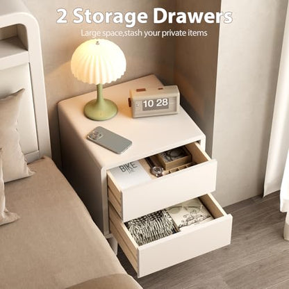 White Nightstand Solid Wood Nightstand,Small Night Stand with Drawers Wood Night Stand,Small Bedside Tables for Bedroom,Living Room,Office,White Bedside Table - color: White, style: 2 drawers