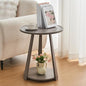 Uniclinens Wood Round End Table - Small Round Side Table with Lower Shelf for Living Room Sofa Couch, Bedroom Wooden Nightstand, Gray - color: Grey, style: Style 7