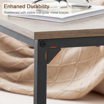AMHANCIBLE C Shaped End Tables Set of 2, Couch Side Tables that Slide Under Sofa, Slim TV Trays for Living Room and Bedroom, Narrow Space Saving Laptop Workstation, Grey, HET02BGY - color: Grey