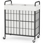 100L 2-Section Laundry Hamper with Wheels, Laundry Basket with Liner Bag | Lockable Casters; Divided Removable Liner; Reinforced Steel Frame; Metal Handle - color: White, size: 100L-2 Sections