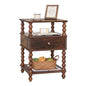 AWASEN Night Stand, Bed Side Table Bedroom with Drawer, 3-Tier Small Nightstand End Table with Storage for Small Spaces &Solid Wood Spindle Legs, Rustic Brown - color: Rustic Brown