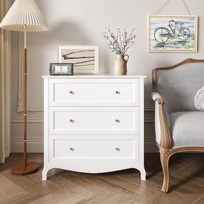 Bonnlo 31.5" W White Nightstand 3 Drawer Chest, Night Stand for Bedroom, Large Nightstand Wood Bedside Table with Drawers, 31.5" W*15.75" D*31.5" H - color: Painted White-31.5"w