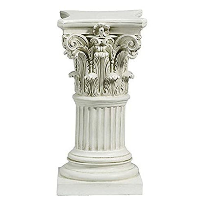 Design Toscano Corinthian Pedestal Column Plant Stand, Medium 29 Inch Tall, Cast Stone Resin, Antique Stone Finish - size: Medium, style: Corinthian