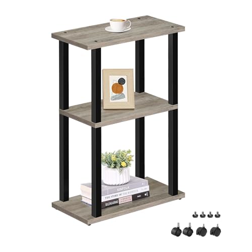 TUTOTAK Small Side Table, Narrow End Table with Wheels, Bedside Table | for Living Room or Bedroom, Greige TB01BG061 - color: Greige, size: 1 PC, style: Ordinary