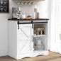 HOMFAMILIA 31.5" H Farmhouse Coffee Bar Cabinet w/Storage, White Kitchen Coffee Station with Sliding Barn Door, Rustic Buffet Cabinet with Adjustable Shelves, for Kitchen, Living Room, White - color: White