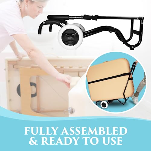 Sporty Massage Table Cart by NRG - Portable Massage Table Carrier Trolley with Rubber Wheels, Telescoping Handle and Strap - Fits All Brands - Sturdy, Light, Durable - Fully Assembled, Ready to Use