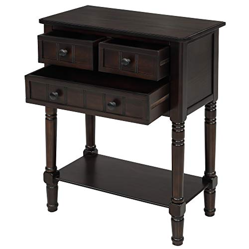 Knocbel Slim Antique Entry Console Table with Drawers & Bottom Open Shelf, Solid Wood Sofa Couch Table for Entryway Hallway Living Room (Espresso) - color: Espresso
