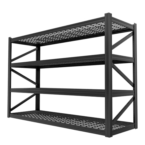 8000 LBS Heavy Duty Garage Shelving, 71" W x 24" D x 71" H 4-Tier Industrial Metal Storage Rack, Adjustable Steel Shelving Unit Holds 2000 LBS Per Shelf for Garage, Warehouse & Workshop - size: 4T 70.8" W x 24" D x 70.8" H