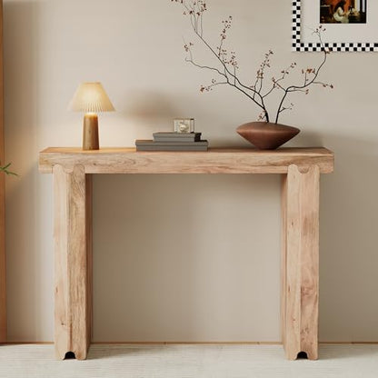 Merax Farmhouse Mango Wood Entryway Table, Minimalist Narrow Console Tables for Hallway, Living Room, Foyer, Easy Assemble, Natural - color: Natural