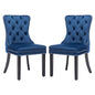 KCC Velvet Dining Chairs Set of 2, Upholstered High-end Tufted Dining Room Chair with Nailhead Back Ring Pull Trim Solid Wood Legs, Nikki Collection Modern Style for Kitchen, Blue - color: Blue, size: Set of 2