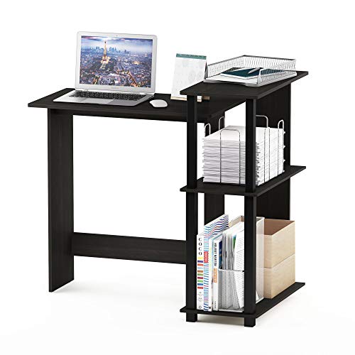 Furinno Abbott Corner Computer Desk with Bookshelf, Espresso/Black - color: Espresso/Black