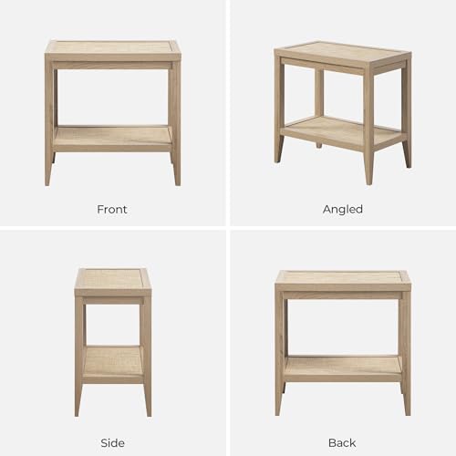 SICOTAS Rattan Nightstand Bedside Table - Farmhouse Boho Narrow Accent End Table with 2 Open Rattan Shelves for Bedroom, Living Room, Small Spaces - Light Oak - color: Reclaimed Light Oak, size: 1 Piece