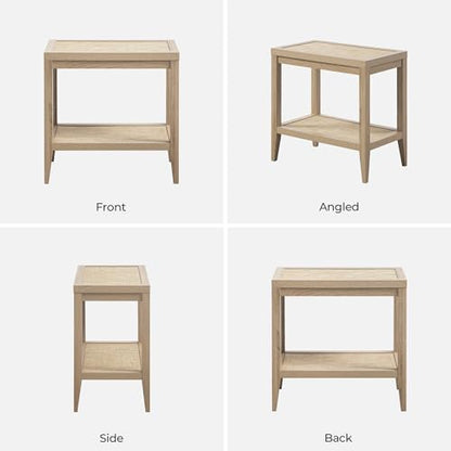 SICOTAS Rattan Nightstand Bedside Table - Farmhouse Boho Narrow Accent End Table with 2 Open Rattan Shelves for Bedroom, Living Room, Small Spaces - Light Oak - color: Reclaimed Light Oak, size: 1 Piece