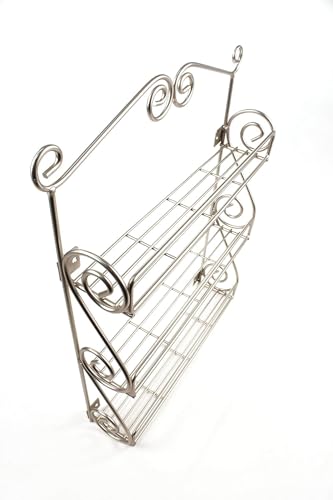 FitWell Scroll Wall Mount Spice Rack, 3-Tier, Traditional Spice Rack Cabinet & Kitchen, Beauty & Nail Polish Organizer for Bathroom, Scroll Wall-Mounted (Satin Nickel) - color: Satin Nickel
