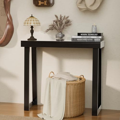 VINGLI 35.4" Black Entryway Table, Solid Wood Console Table, Narrow Sofa Table Behind Couch, Thin, for Living Room, Entrance, Hallway, Foyer, Bedroom, Office - color: Black, size: 35.4