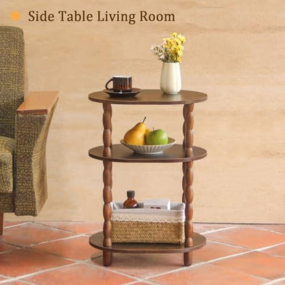 MaxSmeo Side Table, 3-Tier Small End Table, Modern Oval Night Stand Accent Table for Living Room, Bedroom, Rustic Brown - color: Rustic Brown